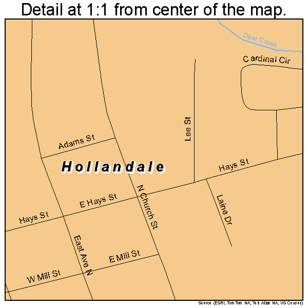 Hollandale, Mississippi road map detail