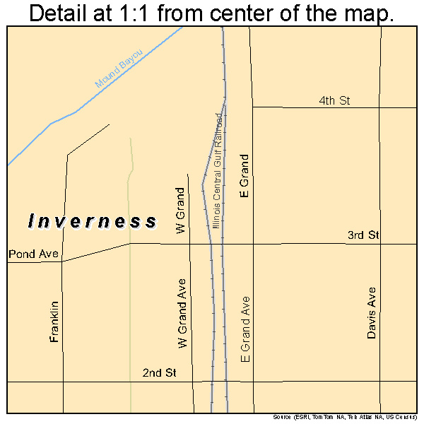 Inverness, Mississippi road map detail