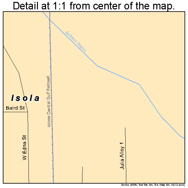 Isola, Mississippi road map detail