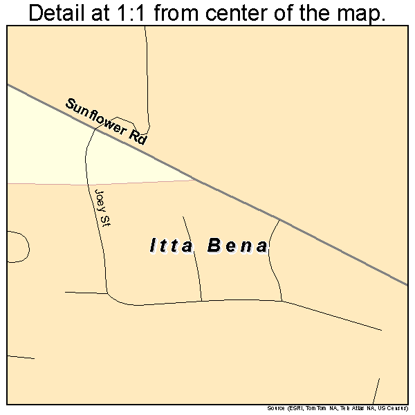 Itta Bena, Mississippi road map detail