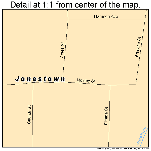 Jonestown, Mississippi road map detail