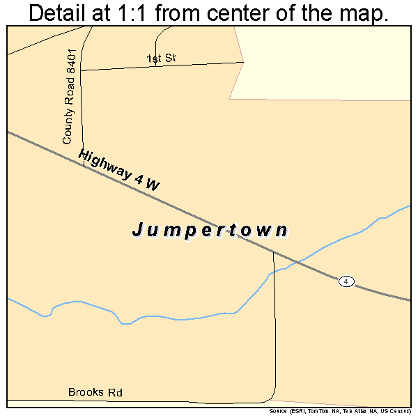 Jumpertown, Mississippi road map detail
