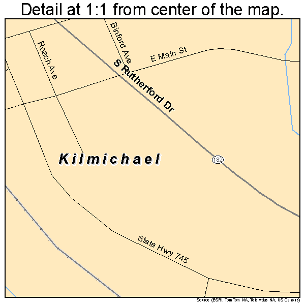 Kilmichael, Mississippi road map detail