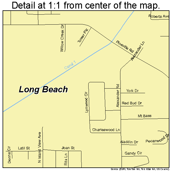 Long Beach, Mississippi road map detail