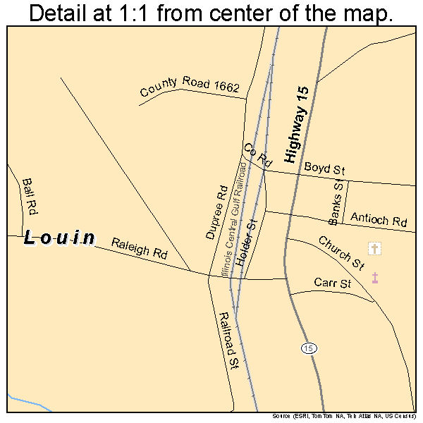 Louin, Mississippi road map detail