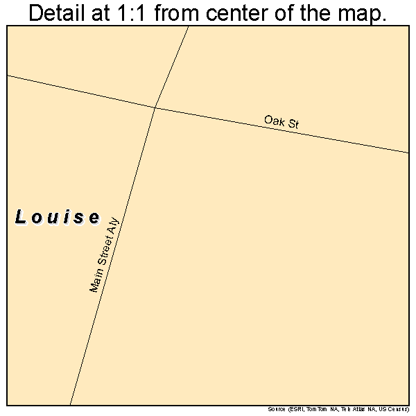 Louise, Mississippi road map detail