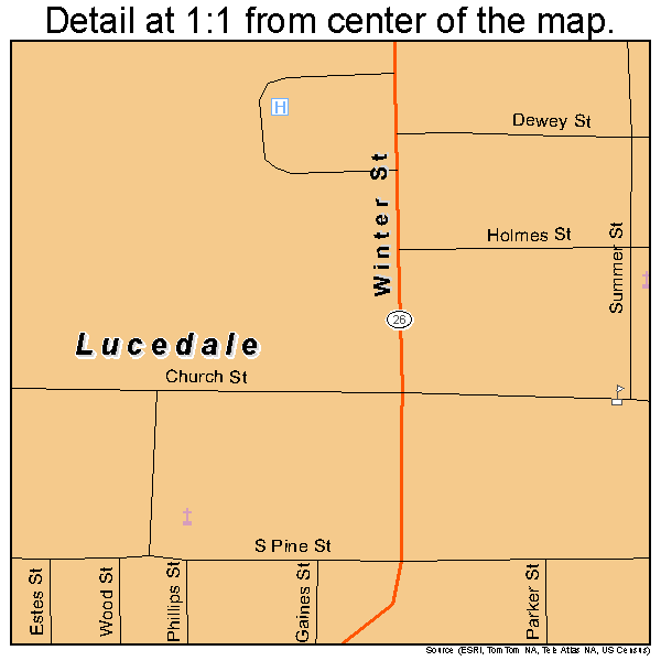 Lucedale, Mississippi road map detail