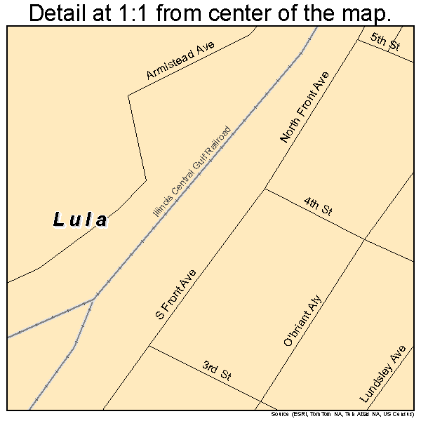 Lula, Mississippi road map detail