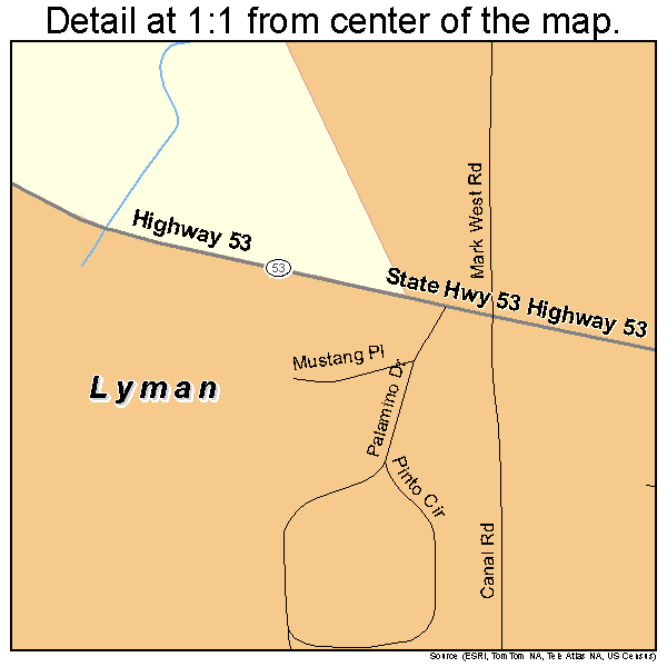 Lyman, Mississippi road map detail