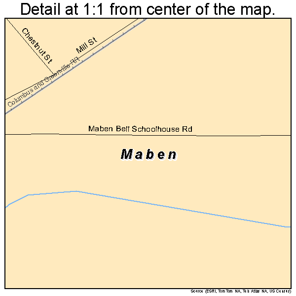 Maben, Mississippi road map detail