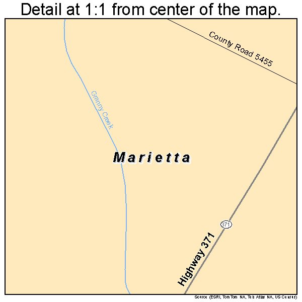Marietta, Mississippi road map detail