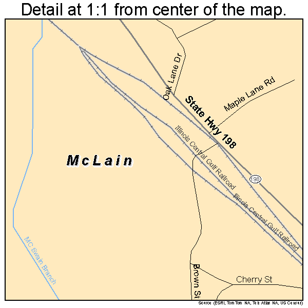 McLain, Mississippi road map detail