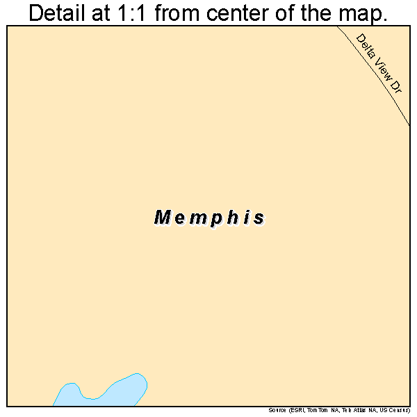 Memphis, Mississippi road map detail