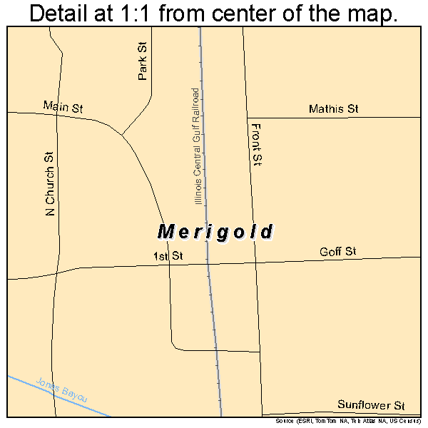 Merigold, Mississippi road map detail