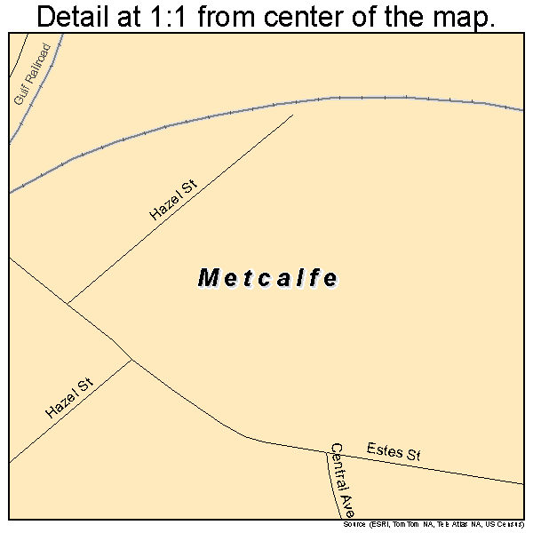 Metcalfe, Mississippi road map detail