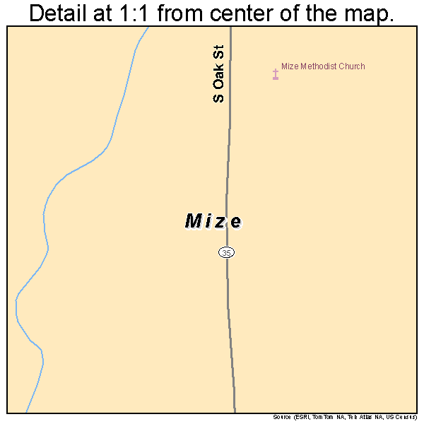 Mize, Mississippi road map detail