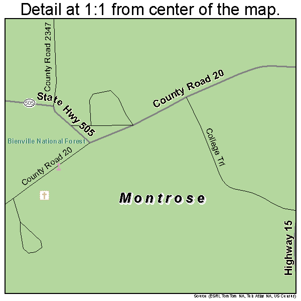 Montrose, Mississippi road map detail