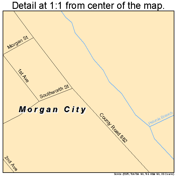 Morgan City, Mississippi road map detail