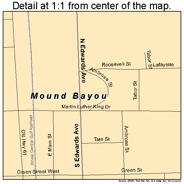Mound Bayou, Mississippi road map detail