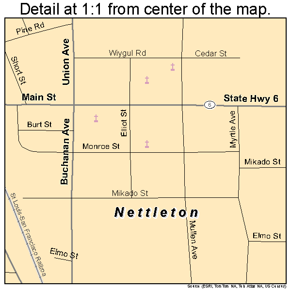 Nettleton, Mississippi road map detail