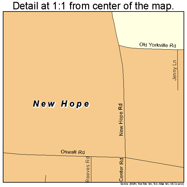 New Hope, Mississippi road map detail