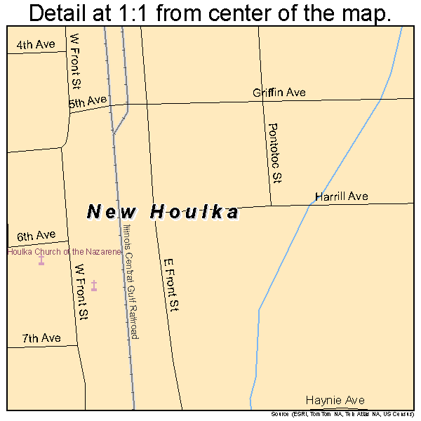 New Houlka, Mississippi road map detail