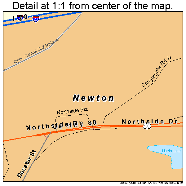 Newton, Mississippi road map detail
