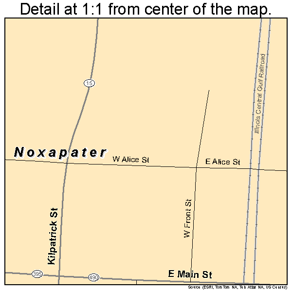 Noxapater, Mississippi road map detail