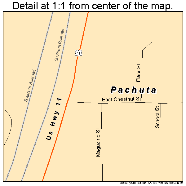 Pachuta, Mississippi road map detail