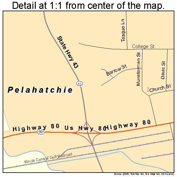 Pelahatchie, Mississippi road map detail