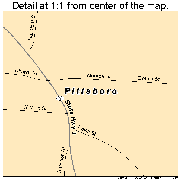 Pittsboro, Mississippi road map detail