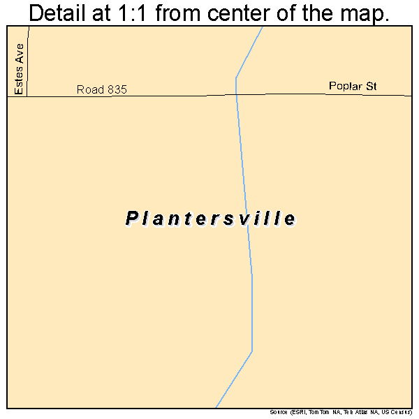 Plantersville, Mississippi road map detail