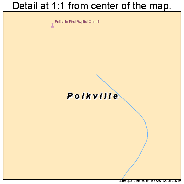 Polkville, Mississippi road map detail