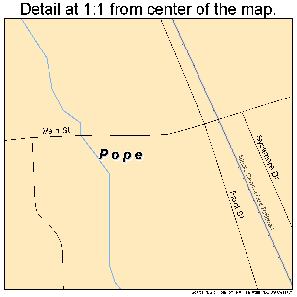 Pope, Mississippi road map detail