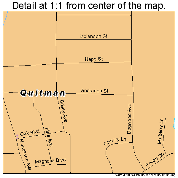 Quitman, Mississippi road map detail