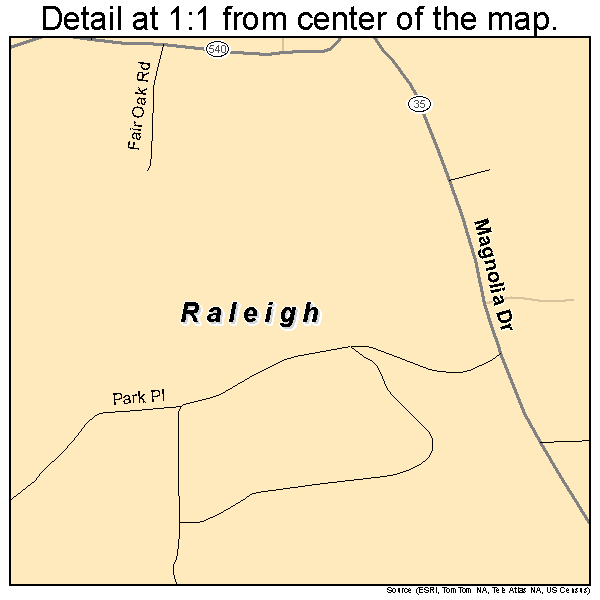 Raleigh, Mississippi road map detail