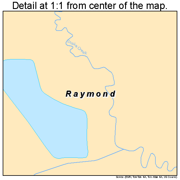 Raymond, Mississippi road map detail