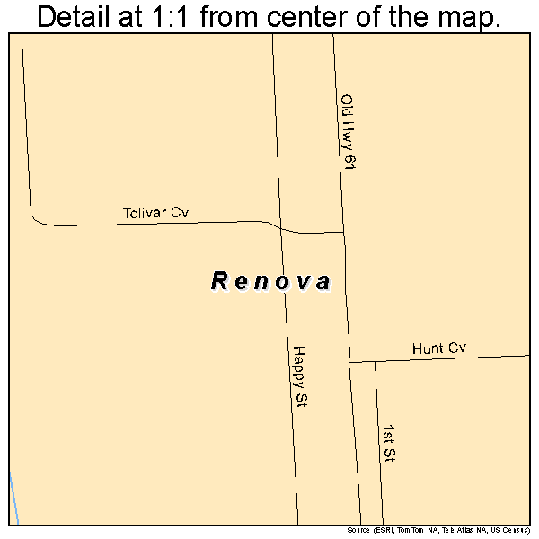 Renova, Mississippi road map detail