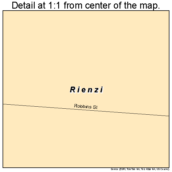 Rienzi, Mississippi road map detail