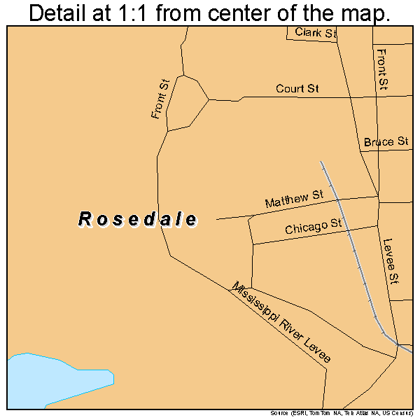 Rosedale, Mississippi road map detail