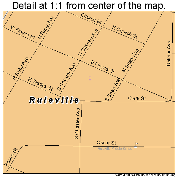Ruleville, Mississippi road map detail