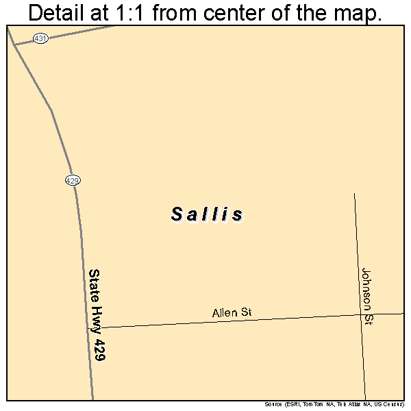 Sallis, Mississippi road map detail