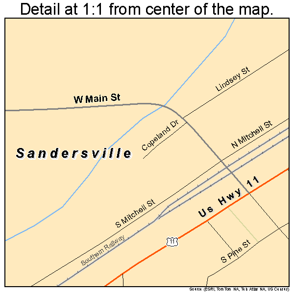 Sandersville, Mississippi road map detail