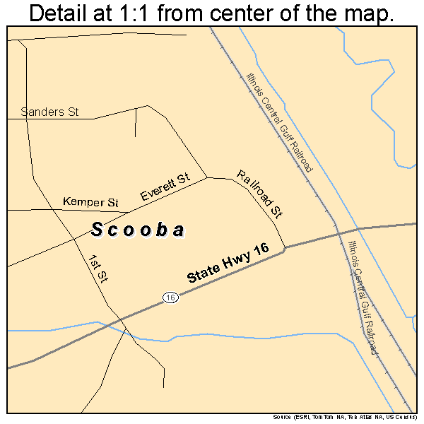 Scooba, Mississippi road map detail