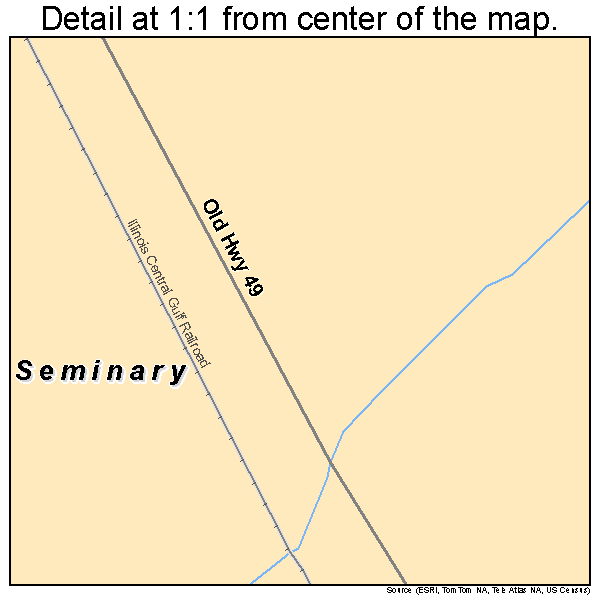 Seminary, Mississippi road map detail