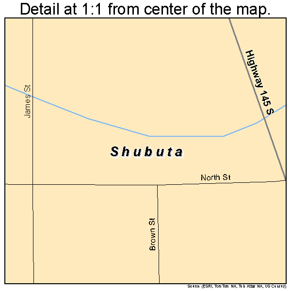 Shubuta, Mississippi road map detail