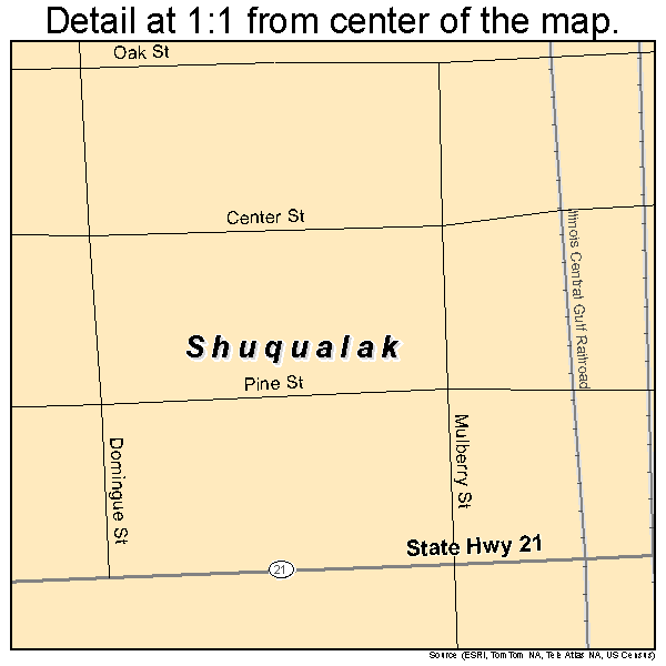 Shuqualak, Mississippi road map detail