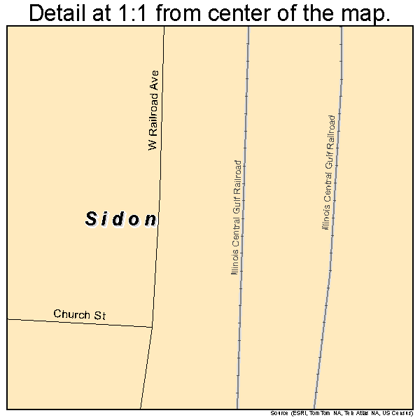 Sidon, Mississippi road map detail