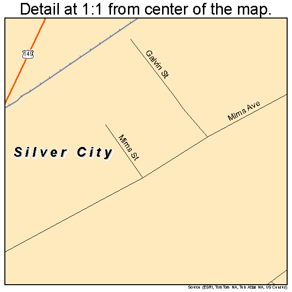 Silver City, Mississippi road map detail