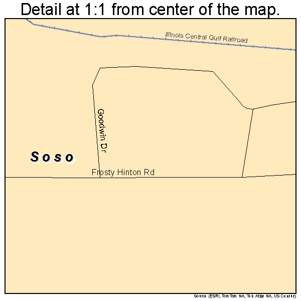 Soso, Mississippi road map detail